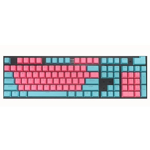 Catekro PBT Tastenkappen, Standard Doubleshot Tastenkappen-Set, OEM-Profil, durchscheinende Tastenkappen für DIY mechanische Tastatur (Rosa+Blau-PBT) von Catekro