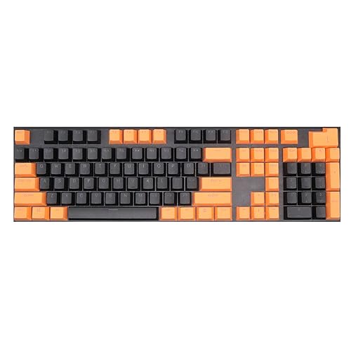 PBT-Tastenkappen, 104 Tasten, Standard-Doubleshot-Tastenkappen-Set, OEM-Profil, durchscheinende Tastenkappen für selbstgemachte mechanische Tastatur (schwarz + orange) von Catekro