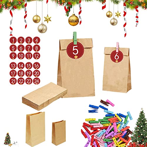 24 Stück Diy Adventskalender zum Befüllen, Adventskalender Selber Basteln, Adventskalender Basteln, Weihnachtskalender zum Befüllen, Adventskalender Selber Befüllen, Adventskalender Tüten zum Befüllen von Catelves