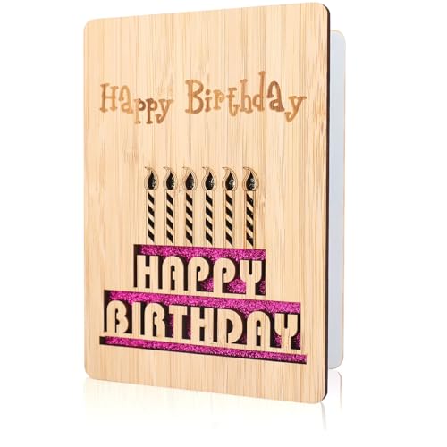 Catelves Geburtstagskarte Holz, Geburtstagskarte frau Mann mit Einlegepapier und Kuvert, Handgefertigte Grußkarten,Kreatives Geldgeschenk Verpackungt Happy Birthday Karte von Catelves