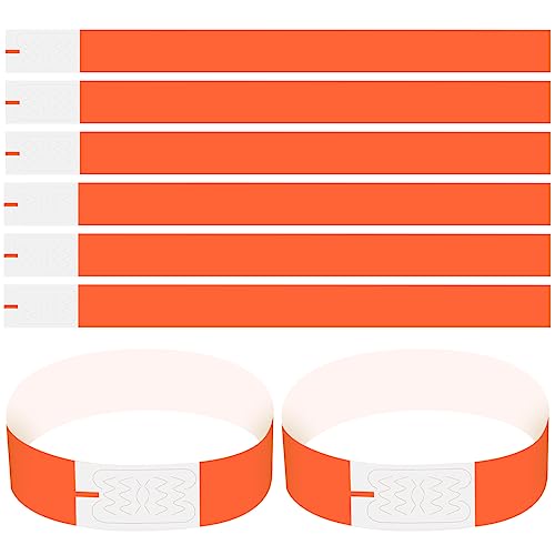 100 Stück Event Armbänder, Wasserdichtes Papier Einlassbänder mit Klebeverschluss, Securebänder Kontrollbänder Eintrittsbänder für Club Party Festival Wasserpark, 25 x 2 cm (Orange) von Catime