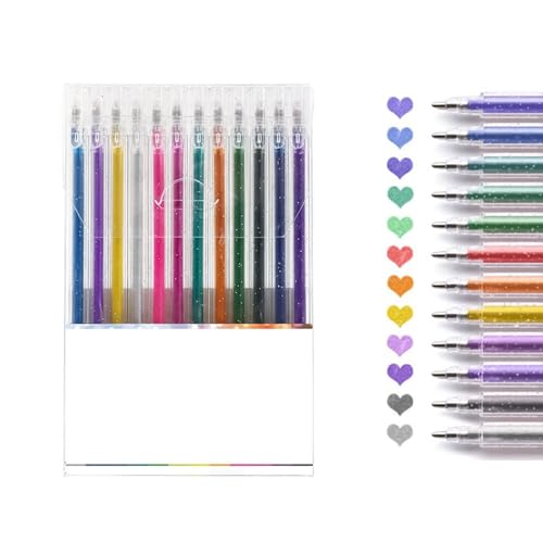 Catime 12 Stück Glitzerstifte Gel Mädchen, Metallic Gelstifte, 1.0 MM Glitzer Gelschreiber Set, Mehrfarbig Gelstifte Glitzer zum Erwachsene Kinder Markieren Zeichnen Schreiben Geeignet (12 Farben) von Catime