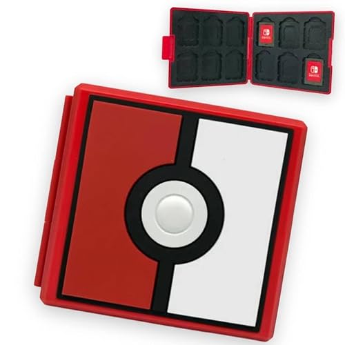 Nintendo Switch Games Case Storage - PokeMon PokeBall Design Holds 12 Switch Game Cards & 12 Micro SD Cards - Micro SD Storage Case Games Case von CattBlack