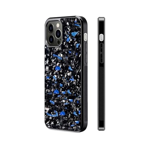 Forged Carbon Fiber Phone Case, Carbon Fiber Phone Case, Carbon Fiber for iPhone Case, Support Wireless Charging (for iPhone 12 Pro Max,Blue) von Cautorsy