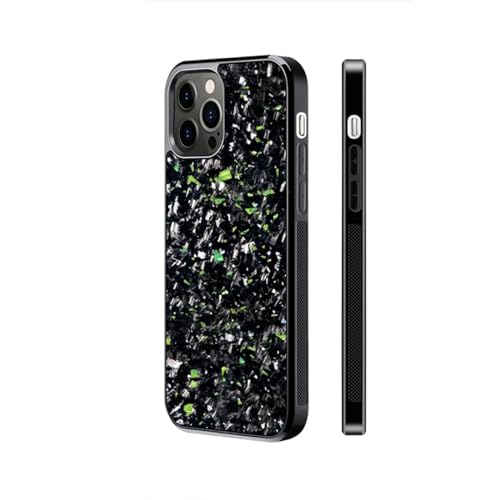 Forged Carbon Fiber Phone Case, Carbon Fiber Phone Case, Carbon Fiber for iPhone Case, Support Wireless Charging (for iPhone 12 Pro Max,Green) von Cautorsy