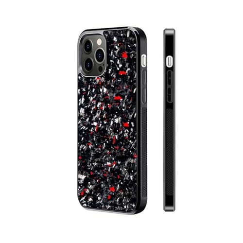 Forged Carbon Fiber Phone Case, Carbon Fiber Phone Case, Carbon Fiber for iPhone Case, Support Wireless Charging (for iPhone 12 Pro Max,Red) von Cautorsy