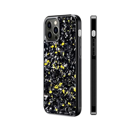 Forged Carbon Fiber Phone Case, Carbon Fiber Phone Case, Carbon Fiber for iPhone Case, Support Wireless Charging (for iPhone 13 Pro,Gold) von Cautorsy