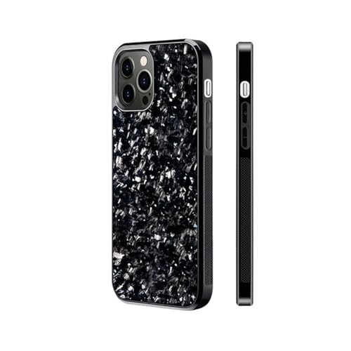 Forged Carbon Fiber Phone Case, Carbon Fiber Phone Case, Carbon Fiber for iPhone Case, Support Wireless Charging (for iPhone 14 Pro Max,Silver) von Cautorsy