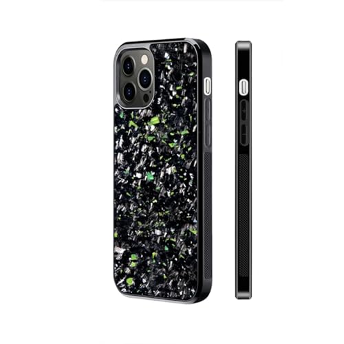 Forged Carbon Fiber Phone Case, Carbon Fiber Phone Case, Carbon Fiber for iPhone Case, Support Wireless Charging (for iPhone 15 Pro,Green) von Cautorsy