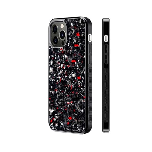Forged Carbon Fiber Phone Case, Carbon Fiber Phone Case, Carbon Fiber for iPhone Case, Support Wireless Charging (for iPhone 15 Pro Max,Red) von Cautorsy