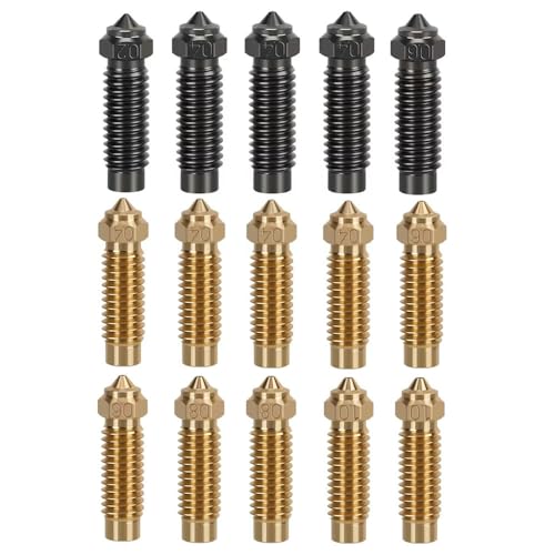 Cavabien 15pcs Multi Size Nozzles, for Neptune 4 Plus/Max 3D Printer, Brass Hotend Nozzles And Hardened Nozzles 0.2/0.4/0.6/0.8/1.0mm von Cavabien