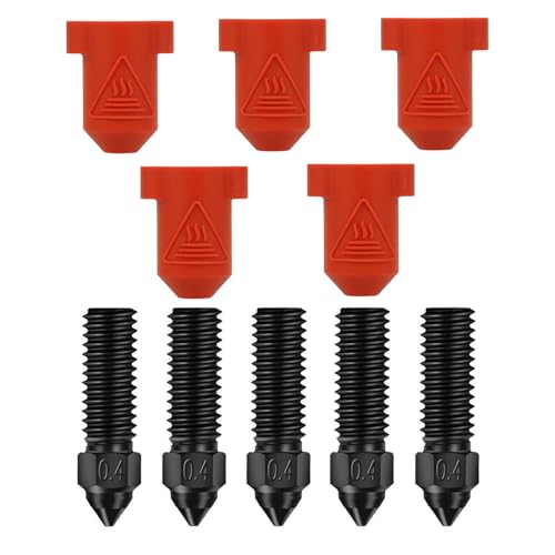 Cavabien 5PCS Thread Hardened Nozzles 0.4MM Stainless Steel Nozzles and 5PCS Hotend Silicone Sock Heater Block Silicone Cover Kit for Creality K1/K1 Max/K1C/Ender 3 V3 KE/CR10-SE 3D Printer Cavabien 5PCS Thread Hardened Nozzles 0.4MM Stainless Steel Nozzles and 5PCS Hotend Silicone Sock Heater Block Silicone Cover Kit for Creality K1/K1 Max/K1C/Ender 3 V3 KE/CR10-SE 3D Printer von Cavabien
