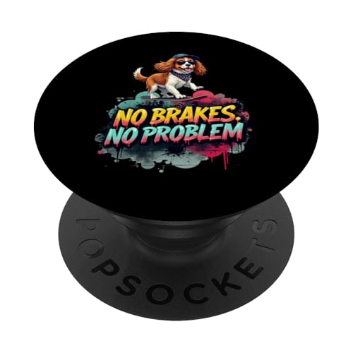 Lustiges Skateboard-Geschenk für Spaniel-Hundebesitzer PopSockets Klebender PopGrip von Cavalier King Charles Spaniel Fun Designs