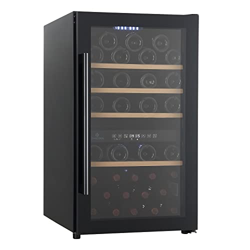 Cavecool Raw Citrine CC124DB Weinkühlschrank - Schwarz - 49 Flaschen - Weinkühlschrank 2 Zonen - (dB)41 - Schwarz Glastür UV-freiem Glas - Kühlzone 5-22 °C - LED-Licht - Dänisches Design von Cavecool