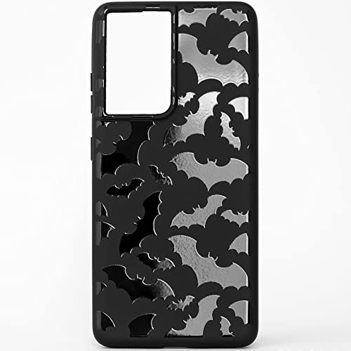 Cavka Mattschwarze Handyhülle, kompatibel mit Samsung Galaxy S22 Ultra 5G 2022, stoßfeste Gummihülle, niedliche Fledermäuse, gruselig, solide, leichte Schutzhülle, Gothic, Halloween, für Männer, von Cavka