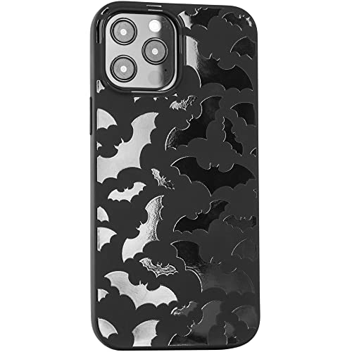 Cavka Mattschwarze Schutzhülle kompatibel mit iPhone 136,1 Zoll Schutzhülle TPU Gummi Cover Niedliche Fledermäuse Gruselig Klassisch Bumper Rutschfest Leichtes Design Stoßfest Gothic Halloween von Cavka