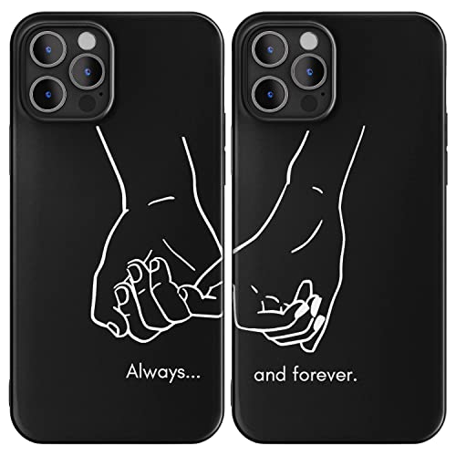 Cavka Schwarze Passende Handyhüllen Kompatibel mit - iPhone SE 2022 2020 3. 2. Generation - iPhone 7 - iPhone 8 für Paare TPU Cover Set Niedliche Hände Jubiläum für Sie Fernbeziehung Spruch von Cavka