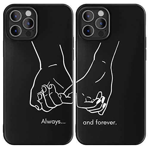 Cavka Schwarze passende Handyhüllen kompatibel mit – iPhone 11–6,1 Zoll für Paare, niedliche Hochzeitstag, für Sie und Ihn, BF GF Pinky Swear Hands Always and Forever Line Art Spruch-Set von Cavka