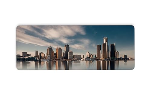 Großes Mauspad, Michigan Detroit Skyline Schreibtischunterlage mit genähten Kanten, Tastaturunterlage, Computermatte, Laptop-Schreibtischunterlage für Büro und Zuhause, 3 mm dicke, rutschfeste Großes Mauspad, Michigan Detroit Skyline Schreibtischunterlage mit genähten Kanten, Tastaturunterlage, Computermatte, Laptop-Schreibtischunterlage für Büro und Zuhause, 3 mm dicke, rutschfeste von Cawpom