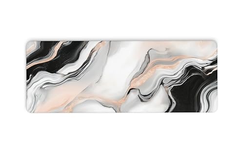 Großes erweitertes Gaming-Mauspad mit rutschfester Unterseite und genähtem Rand, Tastatur-Pad, Schreibtischunterlage für Gamer, Büro und Zuhause, 80 x 30 cm, 3 mm dick, Schwarz und Weiß von Cawpom