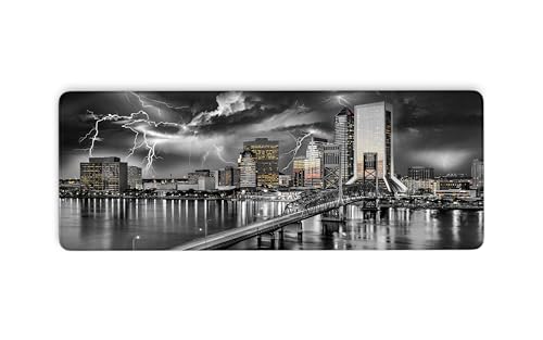 Jacksonville Skyline Mauspad, 3 mm dick, lang, rutschfeste Gummiunterseite, 80 x 30 cm, Schreibtischunterlage mit gesäumten Kanten, Schreibtischunterlage mit weichen, glatten Oberflächen Jacksonville Skyline Mauspad, 3 mm dick, lang, rutschfeste Gummiunterseite, 80 x 30 cm, Schreibtischunterlage mit gesäumten Kanten, Schreibtischunterlage mit weichen, glatten Oberflächen von Cawpom