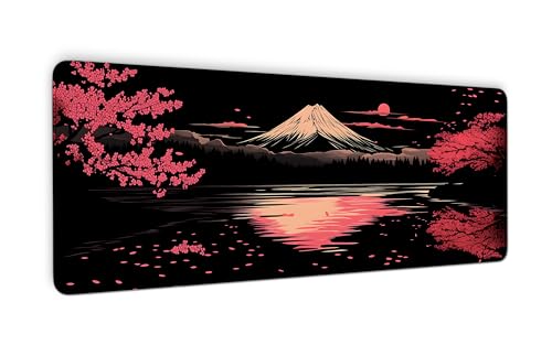 Mount Fuji-Mauspads, japanische Landschaft, großes Gaming-Mauspad mit gesäumten Kanten und rutschfester Unterseite, Kirschblüten-Schreibtischunterlage für Tastatur und Mauspad für Büro, Zuhause, 80 x Mount Fuji-Mauspads, japanische Landschaft, großes Gaming-Mauspad mit gesäumten Kanten und rutschfester Unterseite, Kirschblüten-Schreibtischunterlage für Tastatur und Mauspad für Büro, Zuhause, 80 x von Cawpom