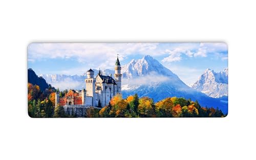 Neuschwanstein Schloss Bayerische Alpen Schreibtischunterlage Weiche, glatte Oberfläche und 3 mm rutschfeste Gummiunterseite, Deutschland-Mauspad, Schreibtischunterlage mit gesäumten Kanten, Mauspad Neuschwanstein Schloss Bayerische Alpen Schreibtischunterlage Weiche, glatte Oberfläche und 3 mm rutschfeste Gummiunterseite, Deutschland-Mauspad, Schreibtischunterlage mit gesäumten Kanten, Mauspad von Cawpom