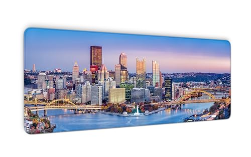 Pittsburgh City Mauspad, Schreibtischunterlage für Tastatur und Maus, Mauspad mit rutschfester Gummiunterseite und gesäumten Kanten, Tastaturunterlage für Arbeit, Spiel, Büro, Zuhause, 80 x 30 cm, 3 Pittsburgh City Mauspad, Schreibtischunterlage für Tastatur und Maus, Mauspad mit rutschfester Gummiunterseite und gesäumten Kanten, Tastaturunterlage für Arbeit, Spiel, Büro, Zuhause, 80 x 30 cm, 3 von Cawpom