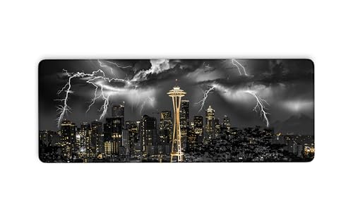 Seattle Mauspad, Seattle City Skyline Schreibtischunterlage mit gesäumten Kanten, rutschfeste Schreibtischunterlage, erweitertes Gaming-Mauspad, Computermatte, Tastaturmatte für Büro, Zuhause (80 x 30 Seattle Mauspad, Seattle City Skyline Schreibtischunterlage mit gesäumten Kanten, rutschfeste Schreibtischunterlage, erweitertes Gaming-Mauspad, Computermatte, Tastaturmatte für Büro, Zuhause (80 x 30 von Cawpom