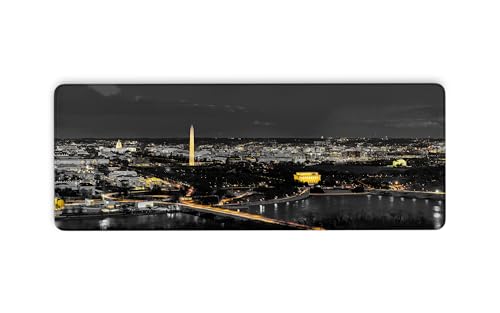 Washington DC Mauspad, Schreibtischunterlage mit gesäumten Kanten und rutschfester Unterseite, USA-Stadt-Nachtlandschaft, Computer-Mauspad, Tastatur, komplettes Schreibtisch-Mauspad für Gaming, Büro, von Cawpom