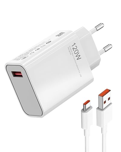 120W USB Ladegerät Ladekabel für xiaomi 15 14T pro Ultra 13T 12T 11T Pro Redmi Note 14 13 12 Pro+ 5G Poco X7,USB Netzteil Turbo Hyper Charge Schnellladegerät Adapter mit 1M Kabel von Caybats