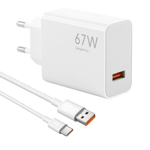67W USB Ladegerät Netzteil für Xiaomi Redmi Note 13 Pro/12 Pro/11 Pro, Poco X6 Pro/X3/X5, Pad 6 Pro, 33W Turbo Fast Charger für Handy und Tablet 1.5M USB-C Ladekabel 6A Schnellladung von Caybats