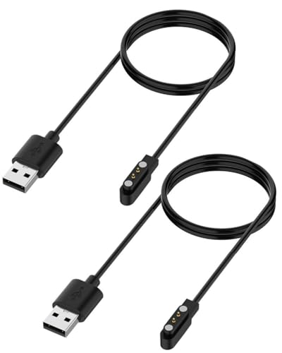 Caybats 2 Stück Universal Smartwatch Ladekabel Magnetisch 2 Polig 4mm, USB-Ladekabel für Smartwatch, Ladegerät für Fitness Tracker, Kompatibel mit Verschiedenen Smartwatches Fitness Trackern– 60 cm von Caybats