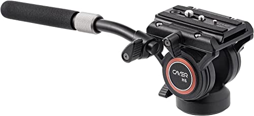 Fluidkopf, Cayer H6 Videokamera Stativ Fluid Drag Pan Kopf für Canon Nikon Sony Olympus Panasonic DSLR Kamera, mit 3/8 "und 1/4" Befestigungsschraube, 2 Abschnitte Griff Fluidkopf, Cayer H6 Videokamera Stativ Fluid Drag Pan Kopf für Canon Nikon Sony Olympus Panasonic DSLR Kamera, mit 3/8 "und 1/4" Befestigungsschraube, 2 Abschnitte Griff von Cayer