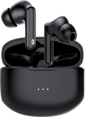 Bluetooth In-Ear Kopfhörer, Kabellose, Noise Cancelling kopfhoerer, Aktive Geräuschunterdrückung, 320mAh Ladestation, IPX4 Wasserdicht, geeignet für u.a. Samsung und iPhone, Schwarz von Cazy