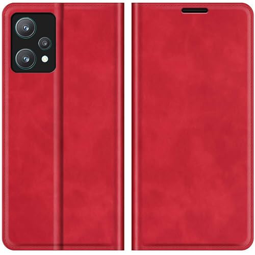 Book Case Kompatibel mit Realme 9 5G - Hülle klappbar Magnetisch Kunstleder - Rot von Cazy