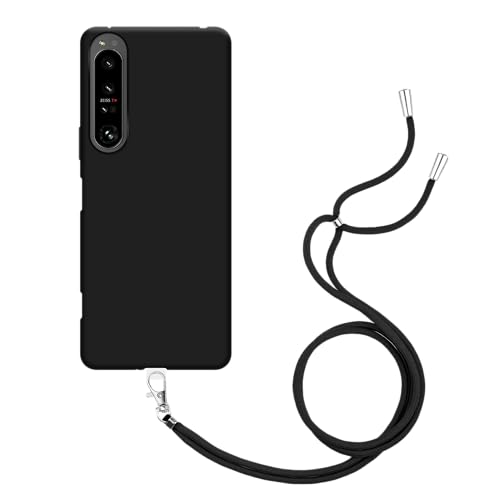 Cazy Handykette Hülle Kompatibel mit Sony Xperia 1 IV - Silikon Handyhülle mit Band Necklace Hülle - Schwarz von Cazy