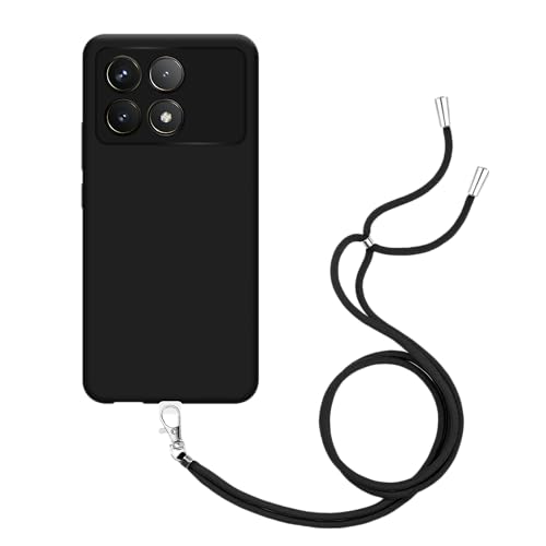 Cazy Hülle mit Kordel geeignet für Xiaomi Poco F6 Pro (5G) Hülle mit Kordel - Flexible Hülle - Schwarz von Cazy