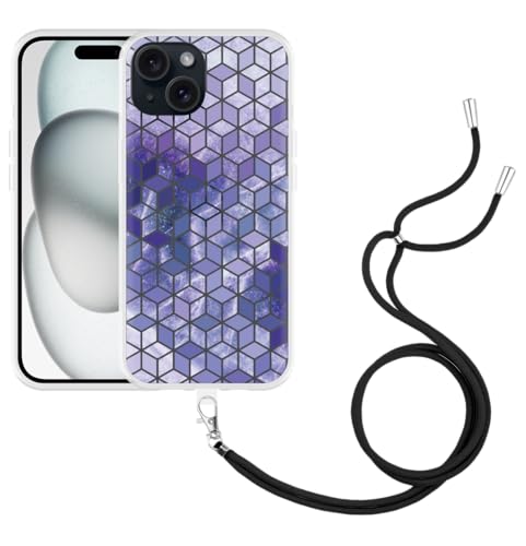 Cazy Handykette Hülle Kompatibel mit iPhone 15 Lila Hexagon-Marmor Cazy Handykette Hülle Kompatibel mit iPhone 15 Lila Hexagon-Marmor von Cazy