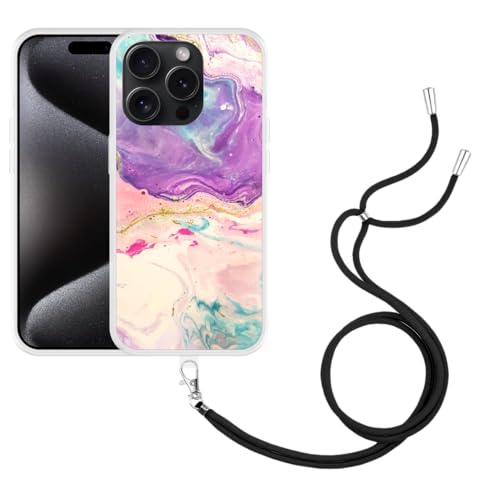 Cazy Handykette Hülle Kompatibel mit iPhone 15 Pro Verträumte Farben von Cazy
