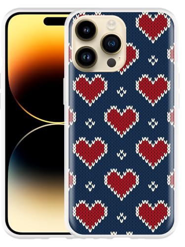 Cazy Hülle Kompatibel mit iPhone 14 Pro Max - Gestrickte Herzen von Cazy
