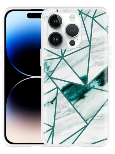 Cazy Hülle Kompatibel mit iPhone 14 Pro - Polygon-Marmor-Grün Cazy Hülle Kompatibel mit iPhone 14 Pro - Polygon-Marmor-Grün von Cazy