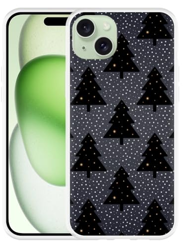 Cazy Hülle Kompatibel mit iPhone 15 Plus Verschneite Weihnachtsbäume von Cazy