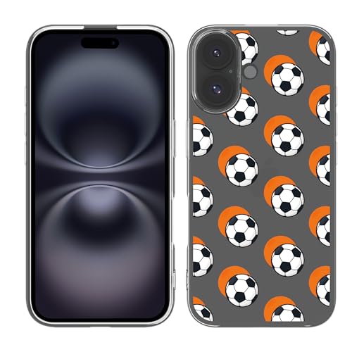 Cazy Hülle Kompatibel mit iPhone 16 Plus Fußball Orange Schatten Cazy Hülle Kompatibel mit iPhone 16 Plus Fußball Orange Schatten von Cazy