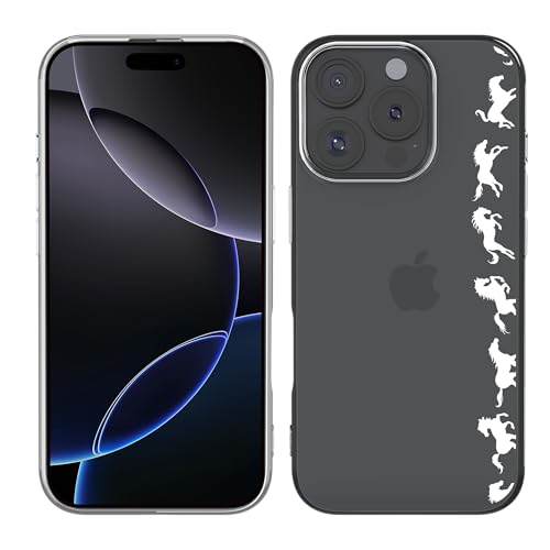 Cazy Hülle Kompatibel mit iPhone 16 Pro Max Pferde in Bewegung weiß von Cazy