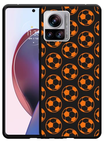 Cazy Hülle Schwarz Kompatibel mit Motorola Edge 30 Ultra - Orange Fußbälle von Cazy