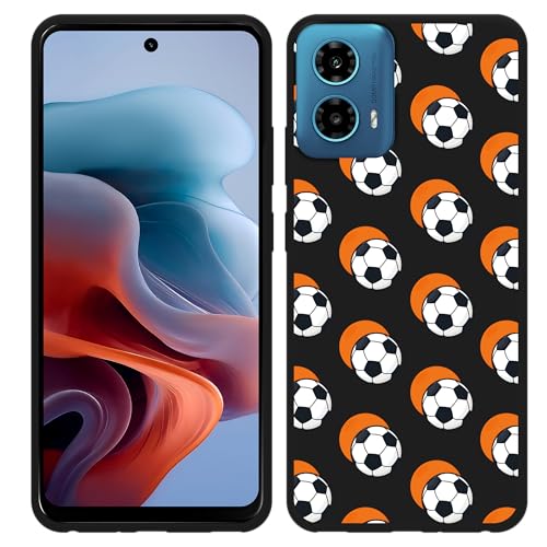 Cazy Hülle Schwarz Kompatibel mit Motorola Moto G34 Fußball Orange Schatten von Cazy