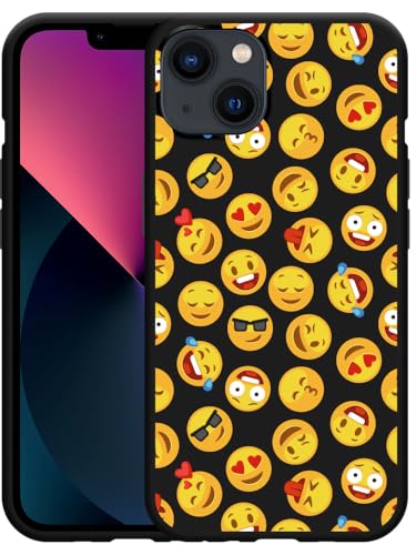 Cazy Hülle Schwarz Kompatibel mit iPhone 13 - Emoticons von Cazy