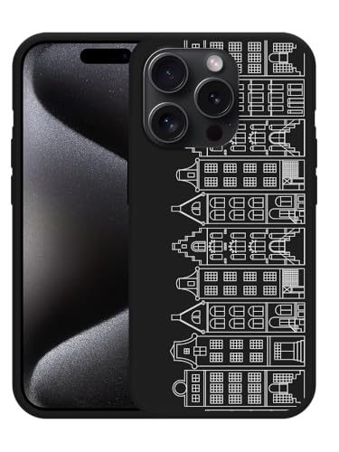 Cazy Hülle Schwarz Kompatibel mit iPhone 15 Pro Max Kanalhäuser I von Cazy