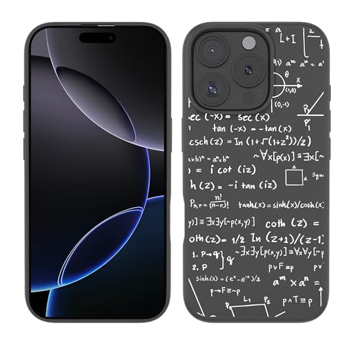 Cazy Hülle Schwarz Kompatibel mit iPhone 16 Pro Mathematik Weiss von Cazy